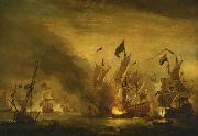 VELDE, Willem van de, the Younger The burning of the Royal James at the Battle of Solebay oil painting reproduction